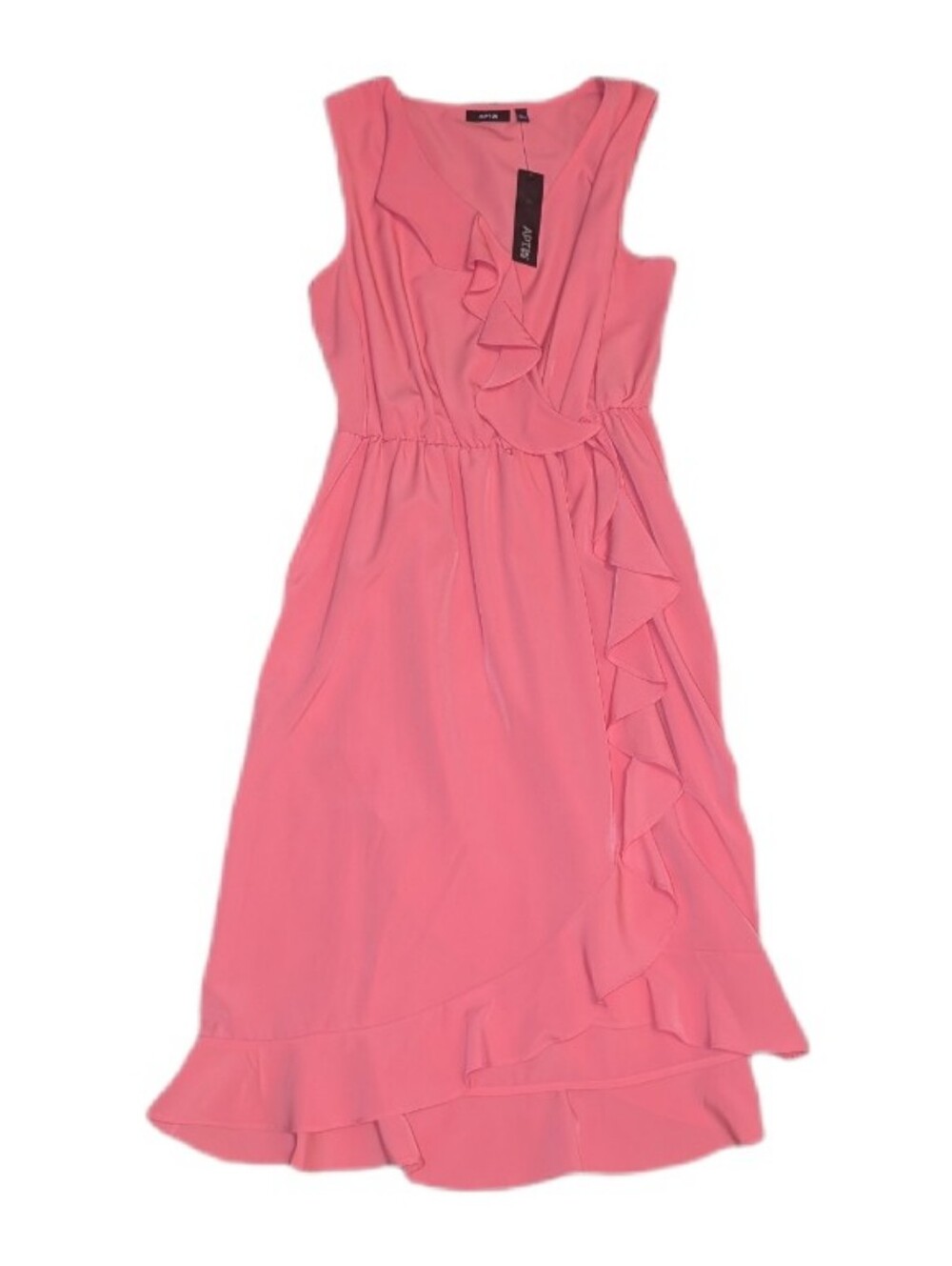 🆕 Apt. 9 Pink Ruffle-Trim Sleeveless Midi Dress L